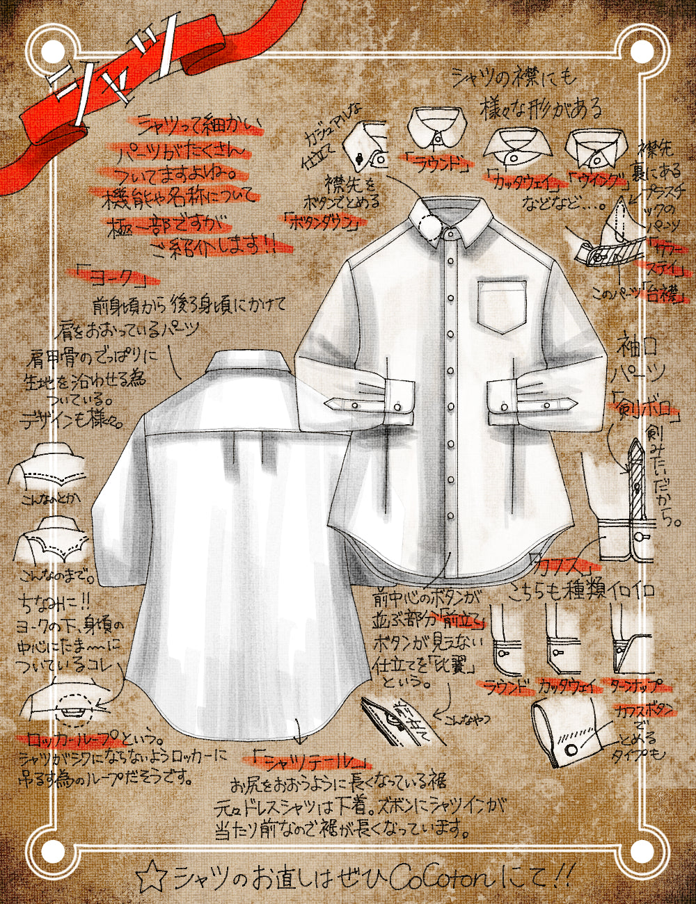 【知ってるようで知らない】お洋服の”パーツ”の名前【シャツ編】