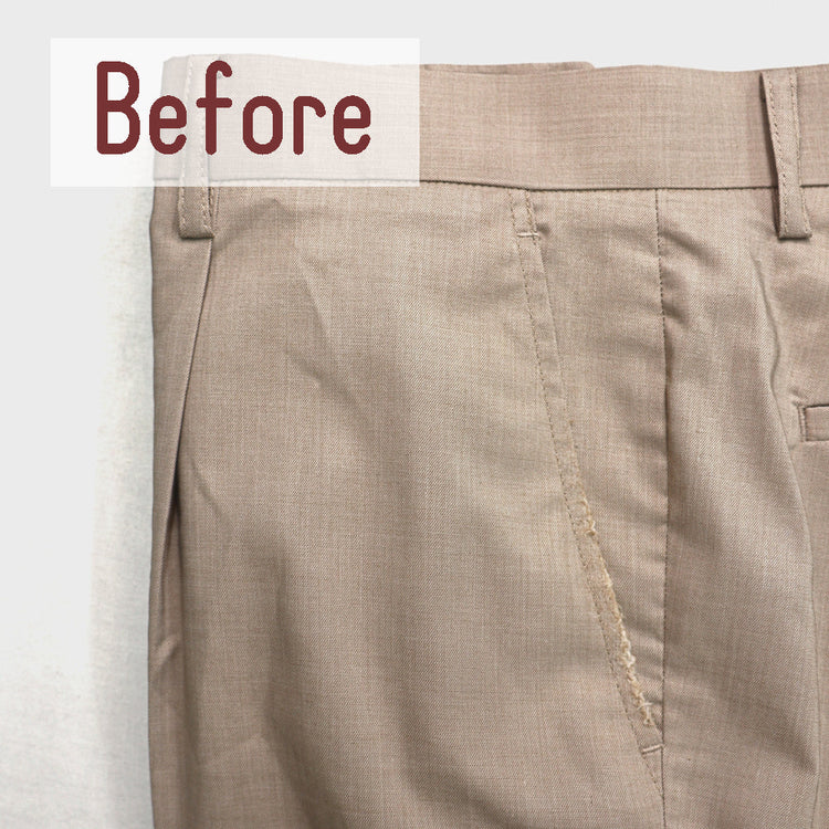 スラックス 破れ直し 脇ポケット【納期】当店到着確認後7日後発送