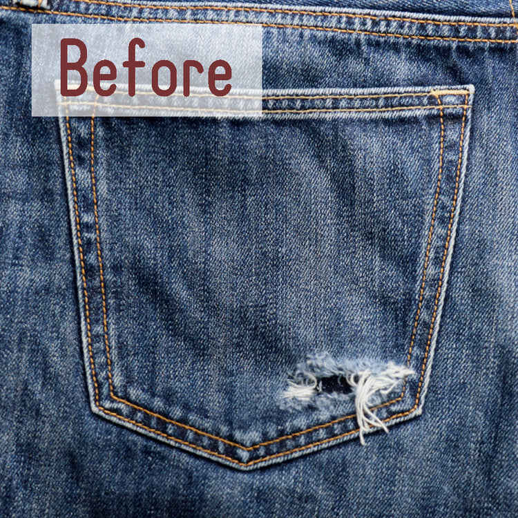 カジュアルパンツ 破れ直し 後ろポケット本体【納期】当店到着確認後7日後発送